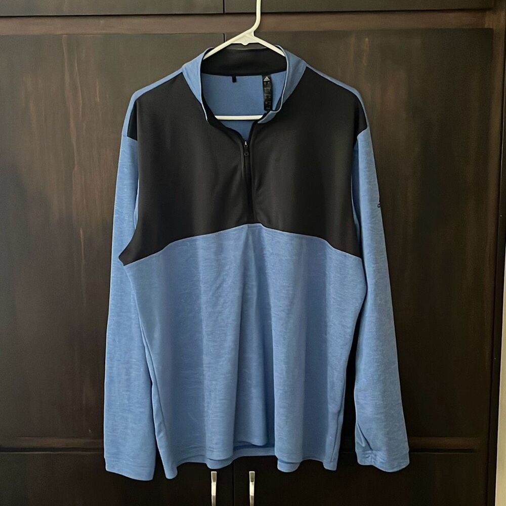 Adidas Blue Lightweight Quarter-Zip Pullover Top XL - Picture 2 of 5